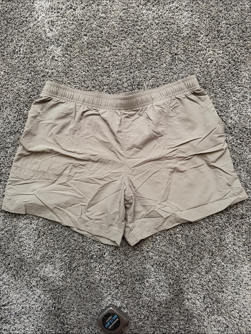 COLUMBIA Neutral Beige Athletic Shorts with Elastic Waist